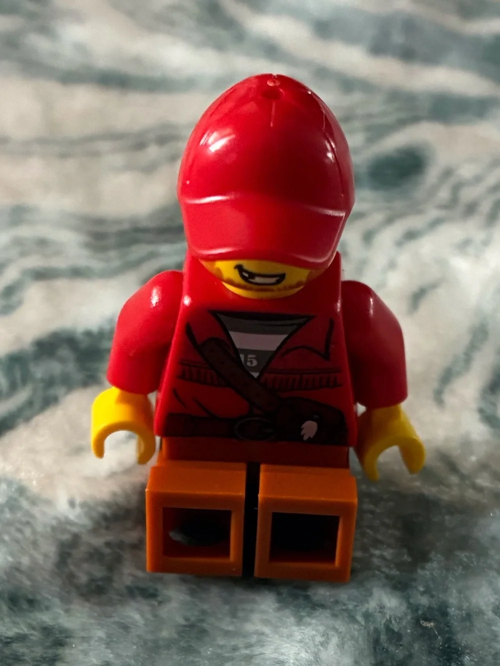 Red-Jacket Mini Figure with Brown Legs and Cap